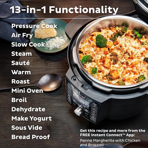 Instant Pot Duo Crisp - 13-in-1 Air Fryer & Pressure Cooker Combo | 6.5 Quart, 1500 Watts, Black, Over 800 Recipes