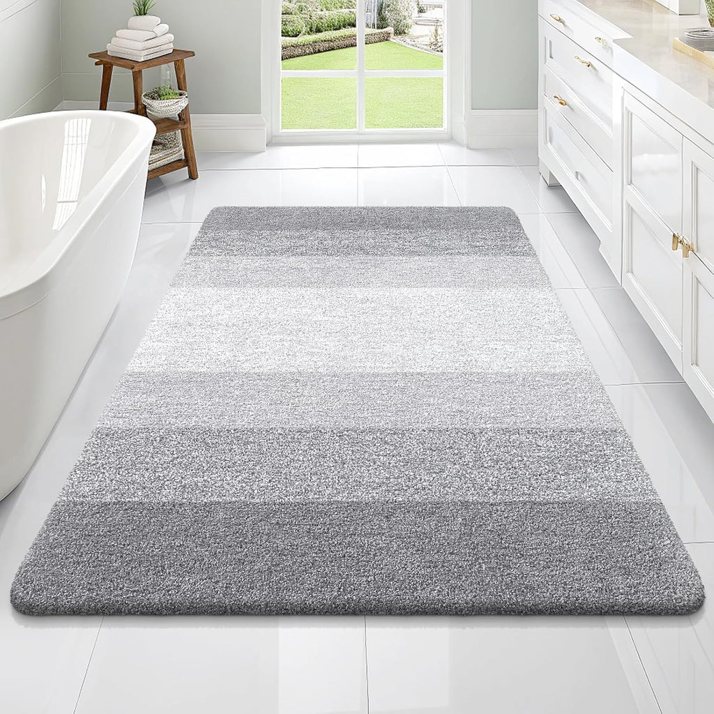 OLANLY Large Bathroom Rugs - Extra Soft Microfiber Mat | Quick Dry, Washable, Rubber Backing - Light Grey 70x46