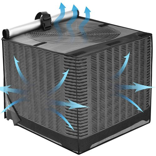 Air Conditioner Covers for Outside, Breathable Full Mesh With Waterproof Top Air Conditioner Cover for All Seasons, AC Unit Cover Protect from Cotttonwood Fluff, Leaves, Debris, 36x36x39 Inch-Black
