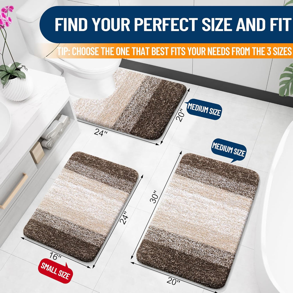 OLANLY Bathroom Runner Rug - Extra Soft Microfiber Mat with Rubber Backing | Quick Dry, Washable, 47x17, Light Brown