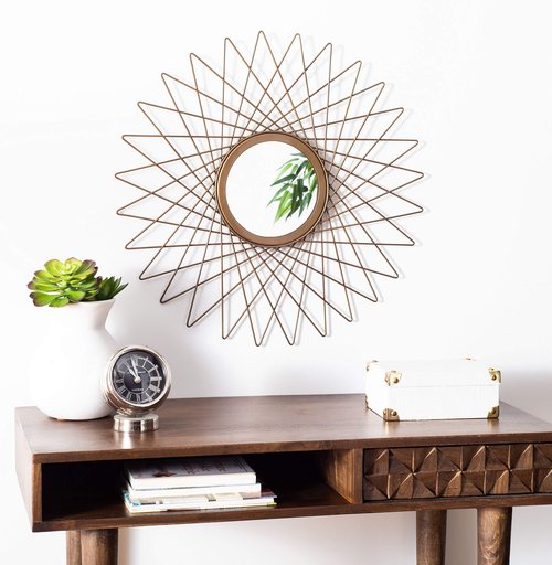 SAFAVIEH Home Bilsons Gold Sunburst Round 23-inch Decorative Accent Mirror