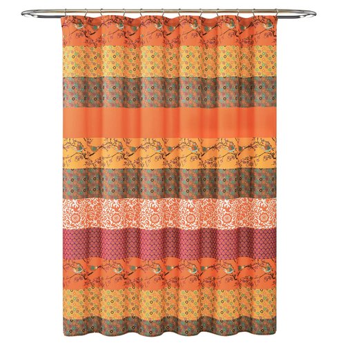 Lush Decor Royal Empire Shower Curtain, 72" W x 72" L, Tangerine - Striped Shower Curtain - Orange Bathroom Curtain - Boho Decor - Fabric Shower Curtains