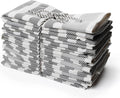 PERLLI Cotton Cloth Napkins - 12 Pack 18x18 Inches | Washable Black, Gray & White Stripes for Dining Decor