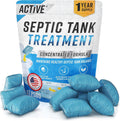 Septic Tank System Treatment Pods - Eco-Friendly Enzyme-Activated Bacteria | 12 Packets for 1 Year Supply | Prevent Clogs & Odors | Made in USA