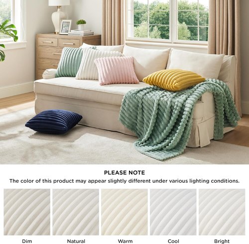 Bedsure Decorative Throw Pillow Covers - Double-Sided Striped Design, Soft Fluffy 18x18, Set of 2 for Home Decor