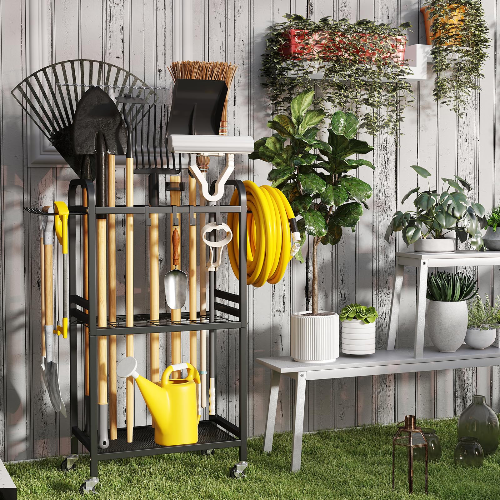 Hadulcet Garden Tool Organizer, Rustic Brown