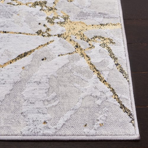 SAFAVIEH Amelia Collection Accent Rug - 3' x 5', Grey & Gold, Modern Abstract Design, Non-Shedding & Easy Care, Ideal for High Traffic Areas in Entryway, Living Room, Bedroom (ALA293G)