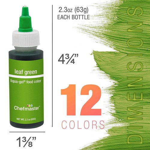 12 Food Color U.S. Cake Supply 2.3-Ounce Liqua-Gel Cake Food Coloring Variety Pack with Color Mixing Wheel - Made in the U.S.A.