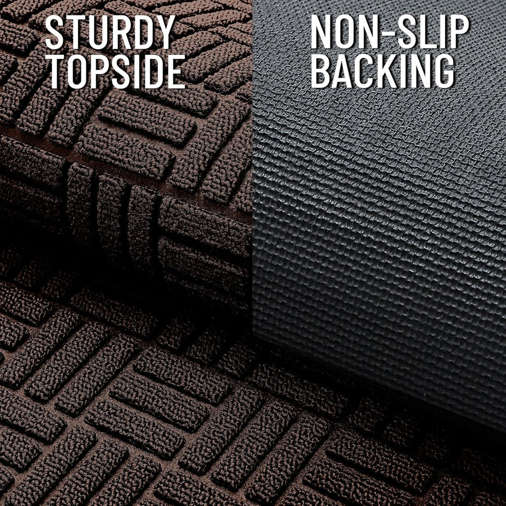OLANLY Heavy-Duty Front Door Mat - Absorbent Natural Rubber, Non-Slip, 29.5x17 Inches | Stain & Fade Resistant, Brown