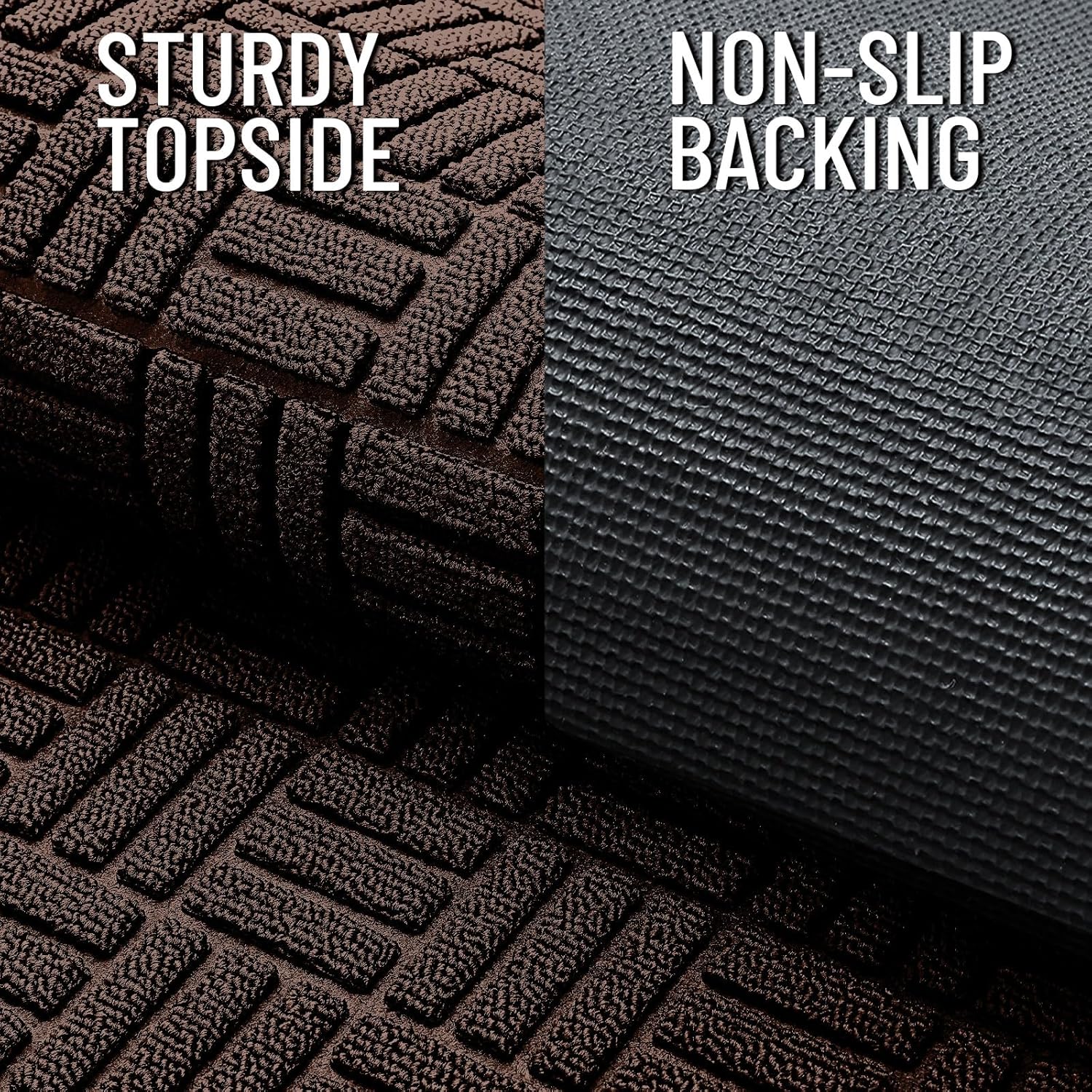 OLANLY Heavy-Duty Front Door Mat - Absorbent Natural Rubber, Non-Slip, 29.5x17 Inches | Stain & Fade Resistant, Brown