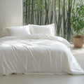 Bedsure Bamboo Duvet Cover Set | 100% Viscose Queen Size - Lightweight, Silky & Cooling for Hot Sleepers, Pure White