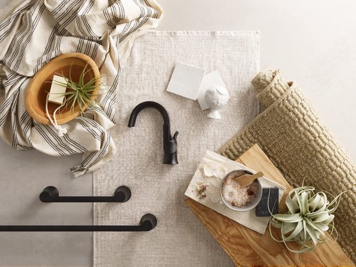Moen YB0218BL Doux 18-Inch Single -Towel Bar, Matte Black