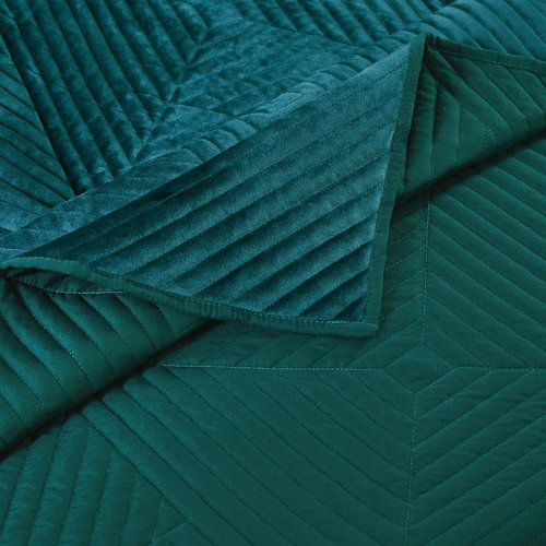 Greenland Home Riviera Velvet Finely Stitched Quilted Throw Blanket, 50 W x 60 L, Teal