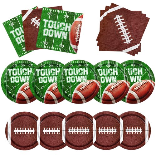 Lenyunge Football Party Supplies,100pcs Football Plates and Napkins Football Birthday Party Decorations for Football Game Day Tailgate Party Decorations,Serve 25
