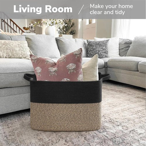 Goodpick Woven Baskets - 18" x 14" x 12" Decorative Laundry & Toy Storage Basket with Handles