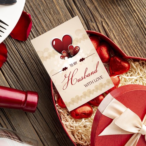FSSDAS Sweet Valentines Day Card Gift for Husband, Romantic Valentine’s Day Cards Gifts from Wife.