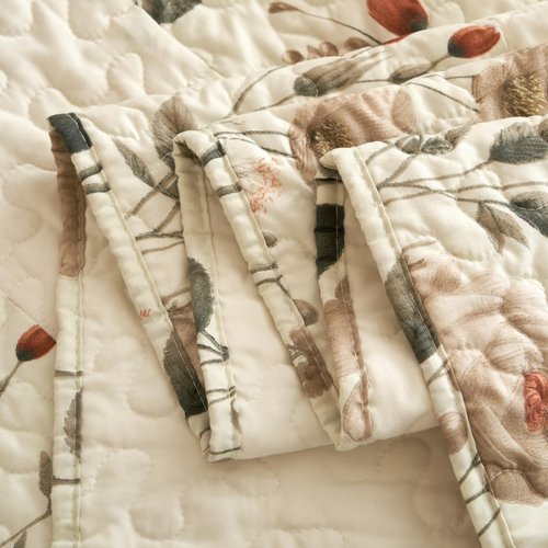DaDa Bedding Enchanted Meadow Reversible Floral Cozy Lightweight Lap Throw - Perfect for Couch or Bed, Beige Victorian Garden Pallete, All-Season Comfort, Machine Washable, 50x60 Inches