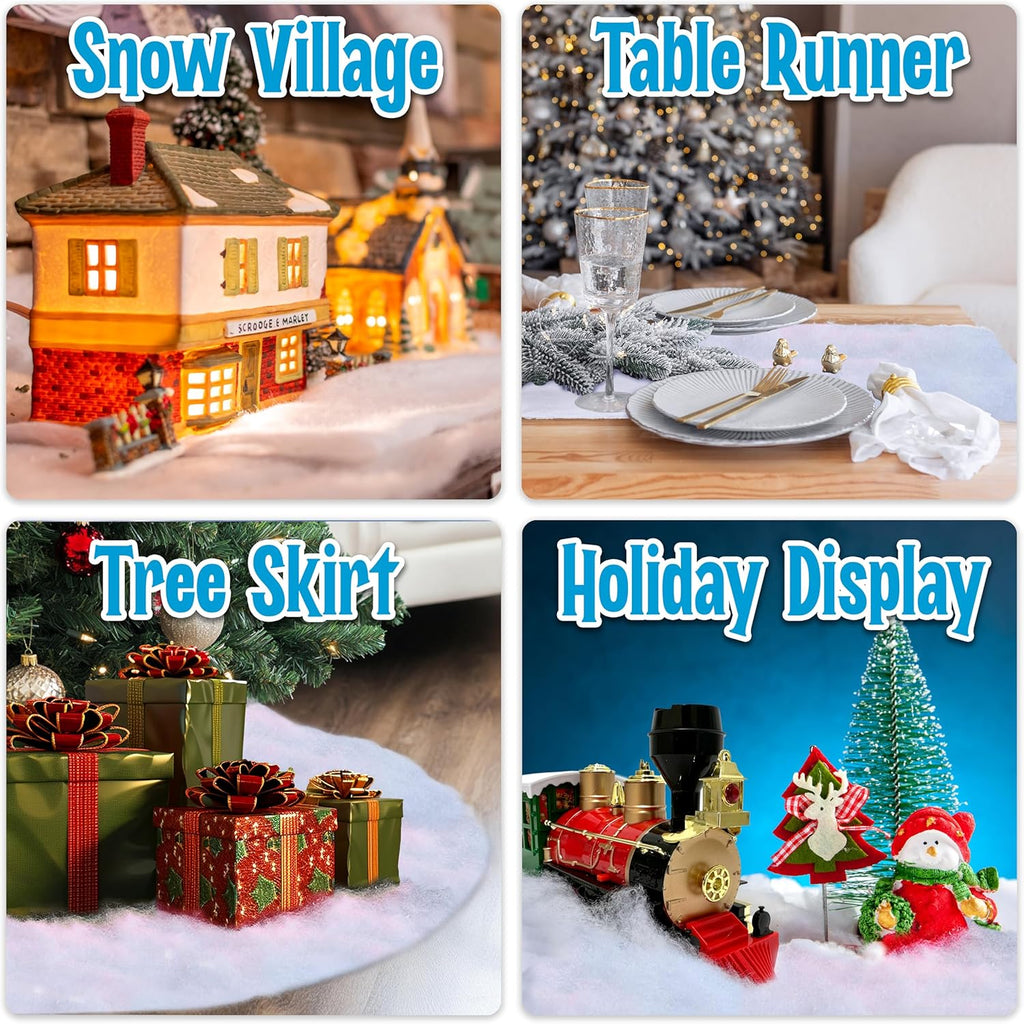Stargo Fake Snow Blanket Roll - Thick, Soft Faux Snow for Christmas Displays | 2.6 x 7.8ft (3 Pack)