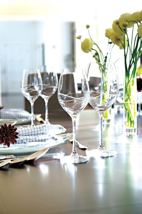 Barski - Handmade Glass - Set of 2 - Wedding Toasting Champagne Flutes - Glasses Are Decorated with Real Crystal Diamonds - 7 oz. - Made in Europe