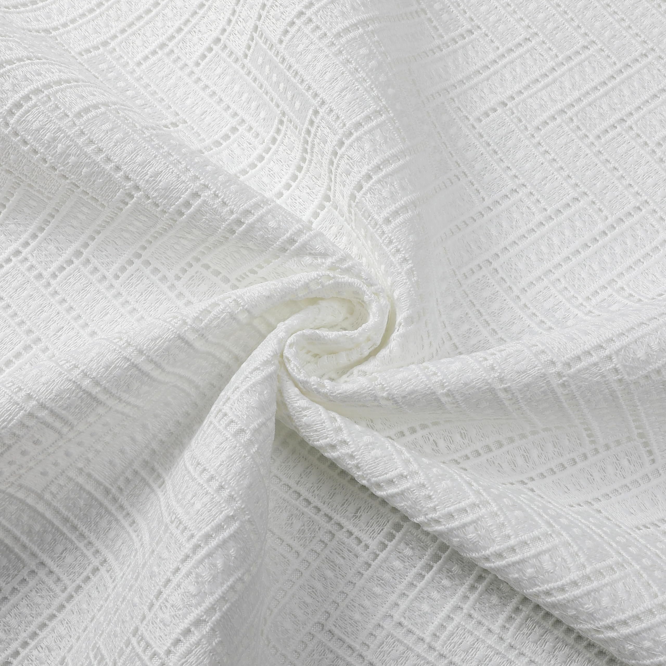 Majestic Giftware Polyester Tablecloths for Rectangle Tables - TC1728UL | (60/90) Lace Zig Zag Chevron - Unlined Design Dining Table Cover | Decorative Washable Tablecloth for Home & Kitchen