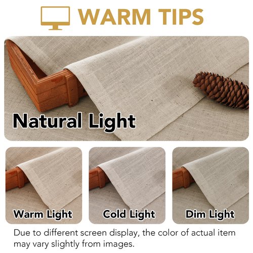 H.VERSAILTEX Linen Curtains with Valance 84 Inch Length for Living Room Boho Window Drapes 2 Panels Set for Farmhouse Semi-Sheer Curtain for Bedroom Rod Pocket/Ring Top 52 x 84 Inch, Linen