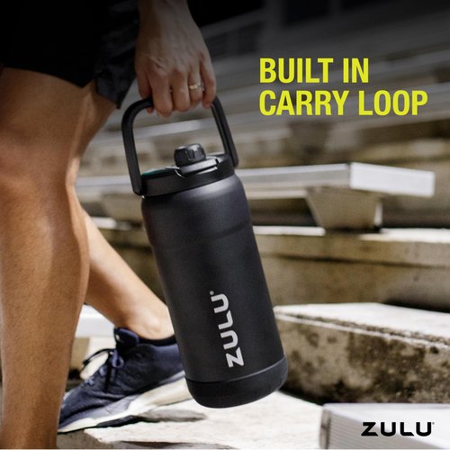 ZULU Goals 101oz Vacuum Triple Wall Insulated | Large Stainless Steel Water Bottle Thermoses with Carry Handle | Chug and Straw Spout | Travel, Gym, Hiking, Camping | 120 Hours Cold | White