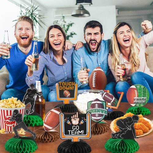 10 PCS Football Party Decorations, PureGuard Football Honeycomb Centerpieces Table Decorations Table Toppers for Football Birthday Party Favors Sports Party Decor