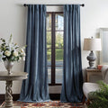Martha Stewart Naples Chenille Solid Back Tab Window Curtain Panel Pair, 84", Navy