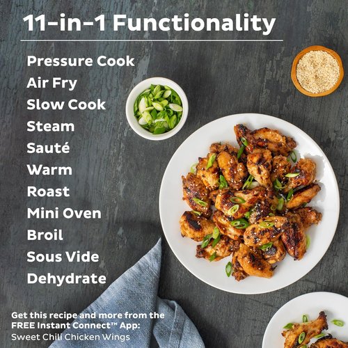 Instant Pot Duo Crisp 11-in-1 Air Fryer & Electric Pressure Cooker - 8QT Black/Stainless Steel, Free Recipe App