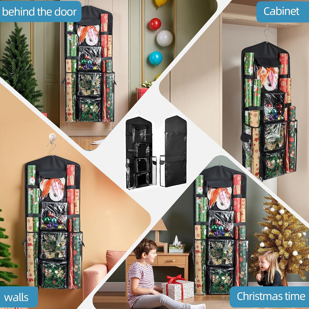 Skiennix Wrapping Paper Storage Organizer - Double-Sided Gift Wrap Holder with 360° Rotation | Ideal for Craft Supplies and Accessories