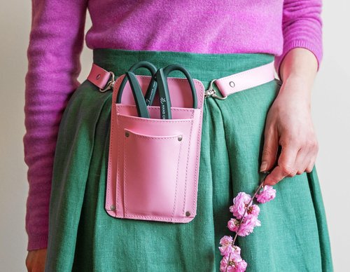 Leather Garden Tool Belt For Women - Pink Gardening Belt - Handmade Florist Tools - Gardner Belt - Best Gifts For Gardeners - Gardening Tool Belt - Florist Apron - Garden Belt For Women