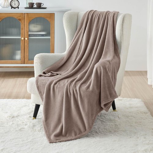 Bedsure GentleSoft Fleece Blanket - Lightweight Plush Cozy Twin Size in Mocha Brown | 60x80 Inches