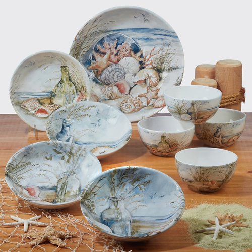 Certified International Coastal Landscape 9" Salad/Dessert Plates, Assorted Designs, Multicolor, Medium, Set of 4 (Pack of 2)