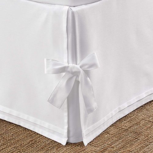 Laura Ashley Home - Corner Tied Tailored Bedskirt, Luxury Bedroom Decor, Wrinkle & Fade Resistant (White, Full)