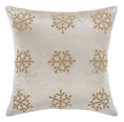 SAFAVIEH Sydnee Snowflake Throw Pillow, 12"x22", Beige/Gold