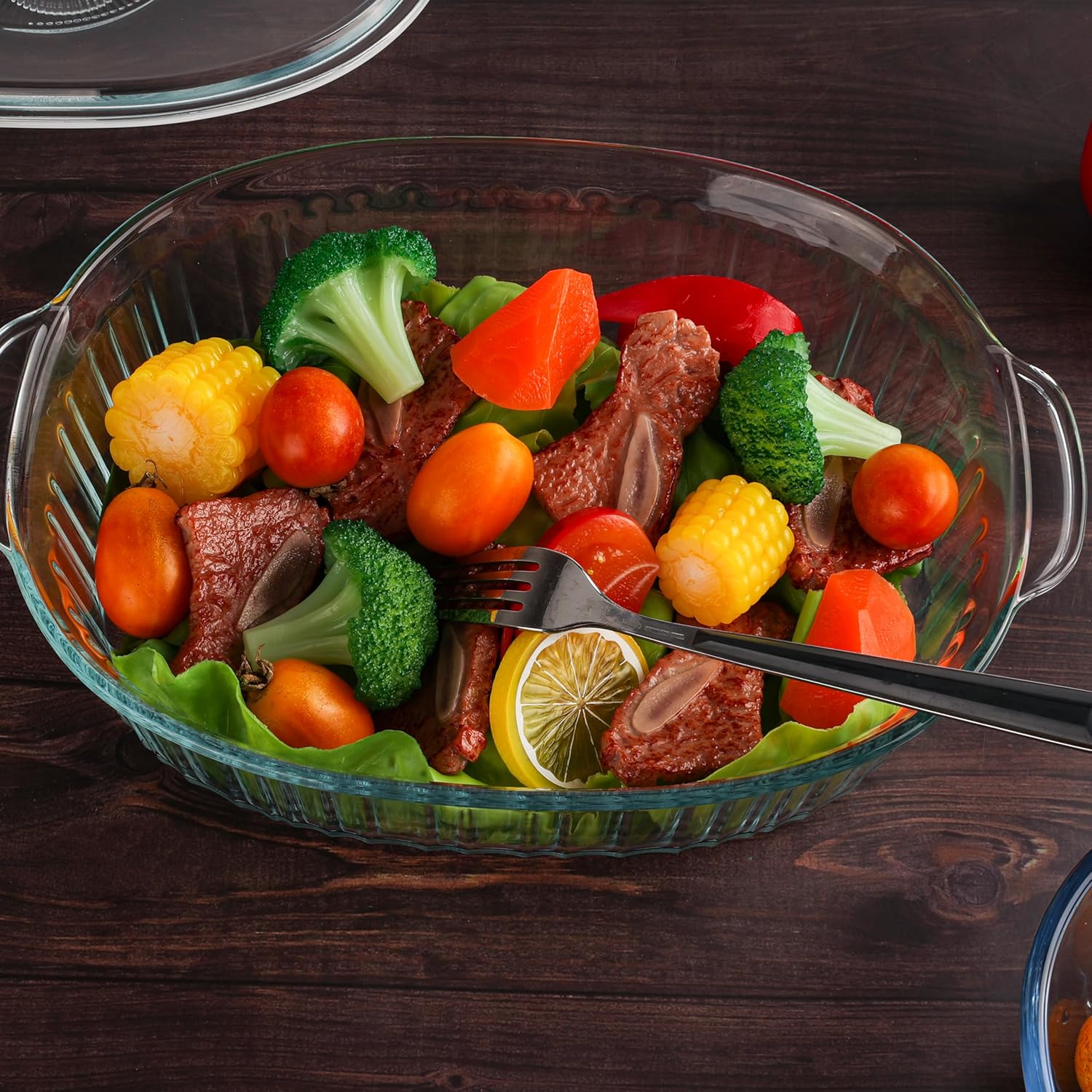 Skiennix Casserole Dish With Lid - 3Qt Clear Oval Glass Baking Dish for Cooking & Serving