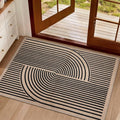 Tangsoo Rainbow Easy Jute Rug,2x3 Washable Small Area Outdoor Rug for Entryway Non-Slip Thin Black Throw Mat Modern Farmhouse Indoor Carpet for Entrance Kitchen Entry Front Porch