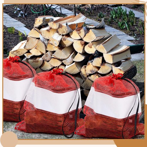 GliCraft 60 Pcs Onion Bags Reusable Mesh Produce Storage with Drawstring Firewood Bags Onion Potato Storage Sacks for Garden Vegetable Fruit Produce Packaging Supplies (22 x 24 Inch)