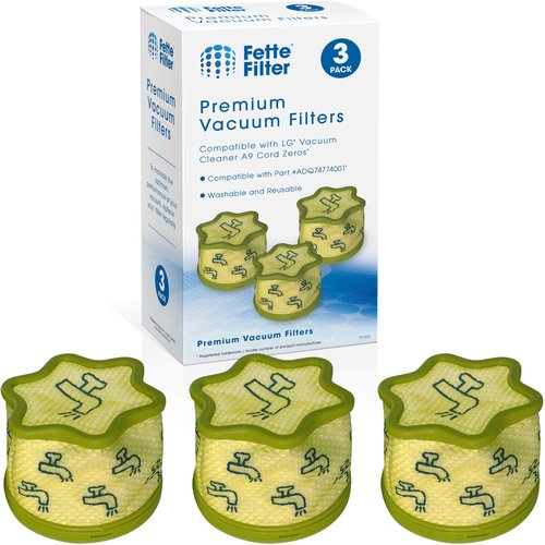 Fette Filter - A9 Premium Vacuum Replacement Pre Filter Compatible with LG Vacuum Cleaner A9 Cord Zero Part # ADQ74774001 3 Pack