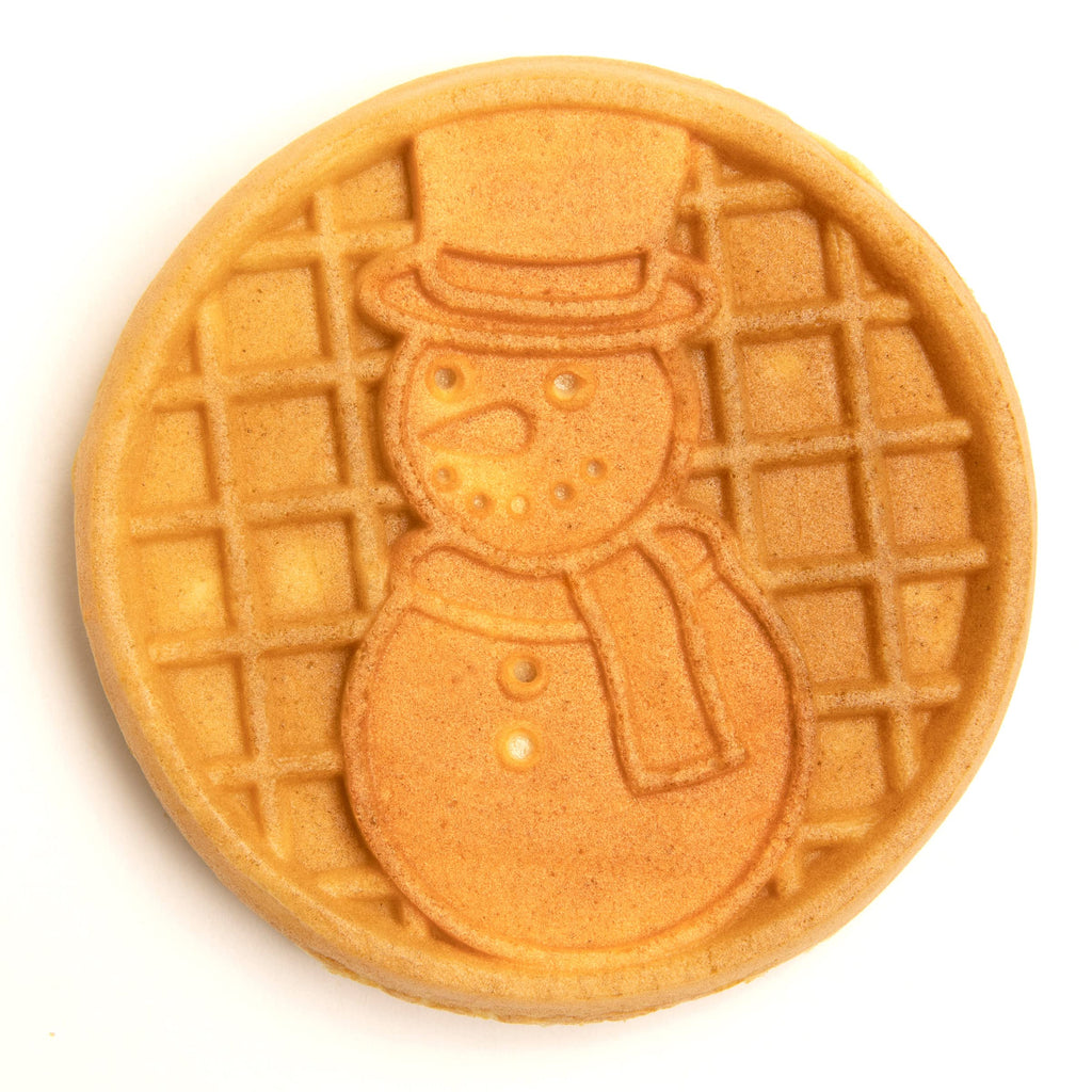 Nostalgia MyMini Personal Electric Snowman Waffle Maker, 5-Inch Cooking Surface, Waffle Iron for Hash Browns, French Toast, Grilled Cheese, Quesadilla, Brownies, Cookies, Blue