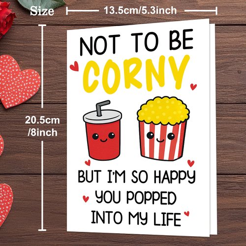 IDU Funny Valentines Day Card,Valentines Day Cards Gifts for Him Her,Valentines Day Card for Husband Wife Boyfriend Girlfriend Fiance Fiancee Men Women with Corny Popcorn Pun Design