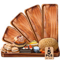 Roowest 5 Pack Solid Acacia Wood Serving Trays for Laser Engraving Rectangular Wooden Board for Food Appetizer Serving Tray Plates for Vegetables Fruit Cheese Housewarming Gifts(16 x 6.5 Inch)
