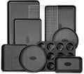 HONGBAKE 9-Piece Nonstick Baking Pans Set - Stackable, Non-Toxic Bakeware with Diamond Texture | Gray