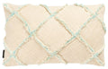 SAFAVIEH Home Collection Ashlin Beige/Teal Trellis Fringe 12 x 20-inch Rectangle Decorative Accent Throw Pillow (Insert Included) PLS6526J-1220, 12"x22"