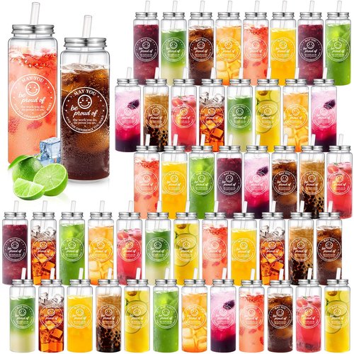 LemonRoad 48 Pcs Employee Appreciation Gifts Plastic Cups 17 oz May You Be Proud Cups Valentines Day Inspirational Gifts for Women Staff Coworker Team Reusable Acrylic Skinny Tumblers with Lid Straw