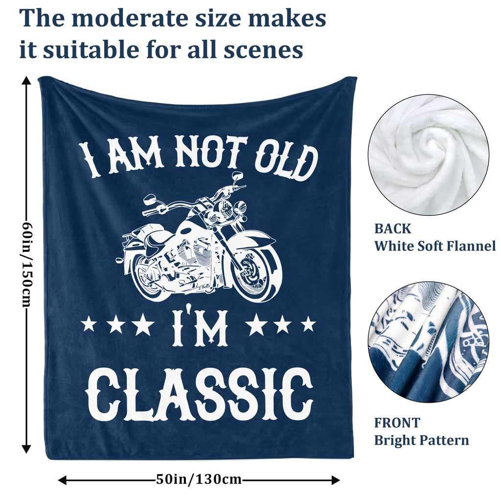 Zlomjro Funny Gift for Old Men, Birthday Gift for Elderly Men, Dad Birthday Gifts, Retirement Dad Blanket, Gag Gifts Ideas for Husband/Grandpa, I'm Not Old I'm Classic Throw Blanket 60"X50"