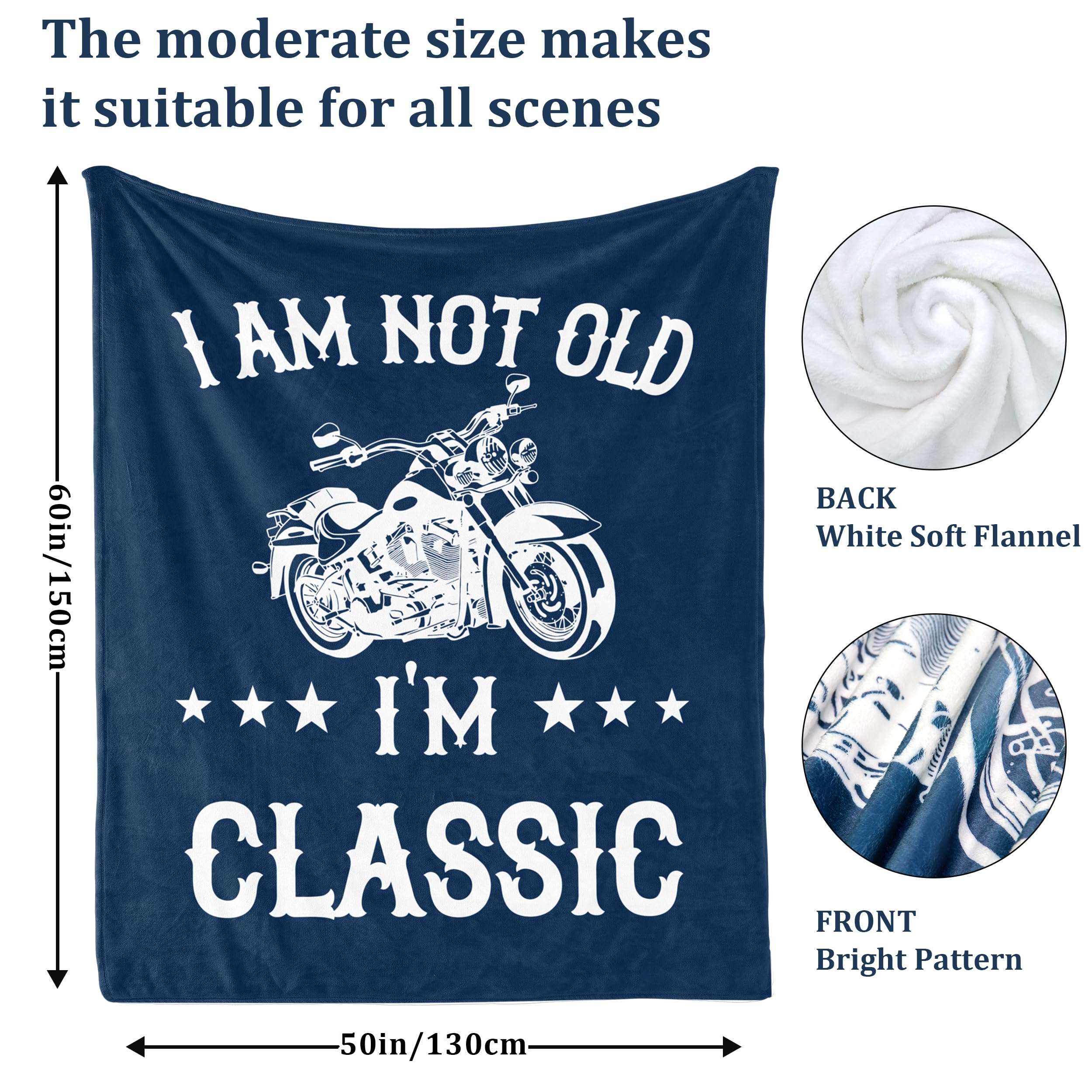 Zlomjro Funny Gift for Old Men, Birthday Gift for Elderly Men, Dad Birthday Gifts, Retirement Dad Blanket, Gag Gifts Ideas for Husband/Grandpa, I'm Not Old I'm Classic Throw Blanket 60"X50"