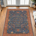 Skiennix Large 3x5 Kitchen Rug - Non-Slip, Machine Washable, Stain Resistant | Tribal Farmhouse Décor (Navy Blue)