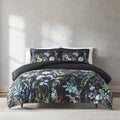 Lush Decor Fantasy Floral Cotton Duvet Cover 3 Piece Set Full/Queen Black - Floral Duvet - Black Bedding Set - Goth Bedding - Modern Victorian Decor