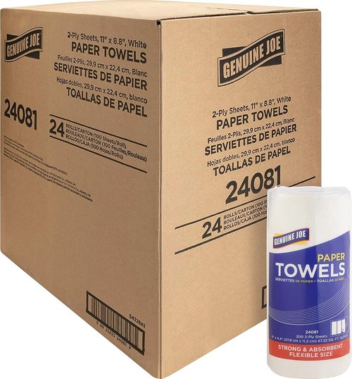 Genuine Joe Paper Towels - 200 Count | Bulk Pack of 24 for Home or Office Use